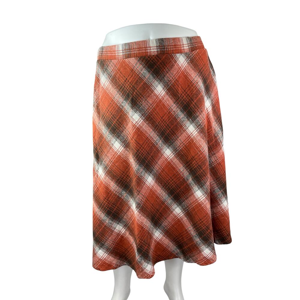 NEW Bloomchic Womens Multicolor Plaid High Rise Flared A-Line Maxi Midi Skirt 26